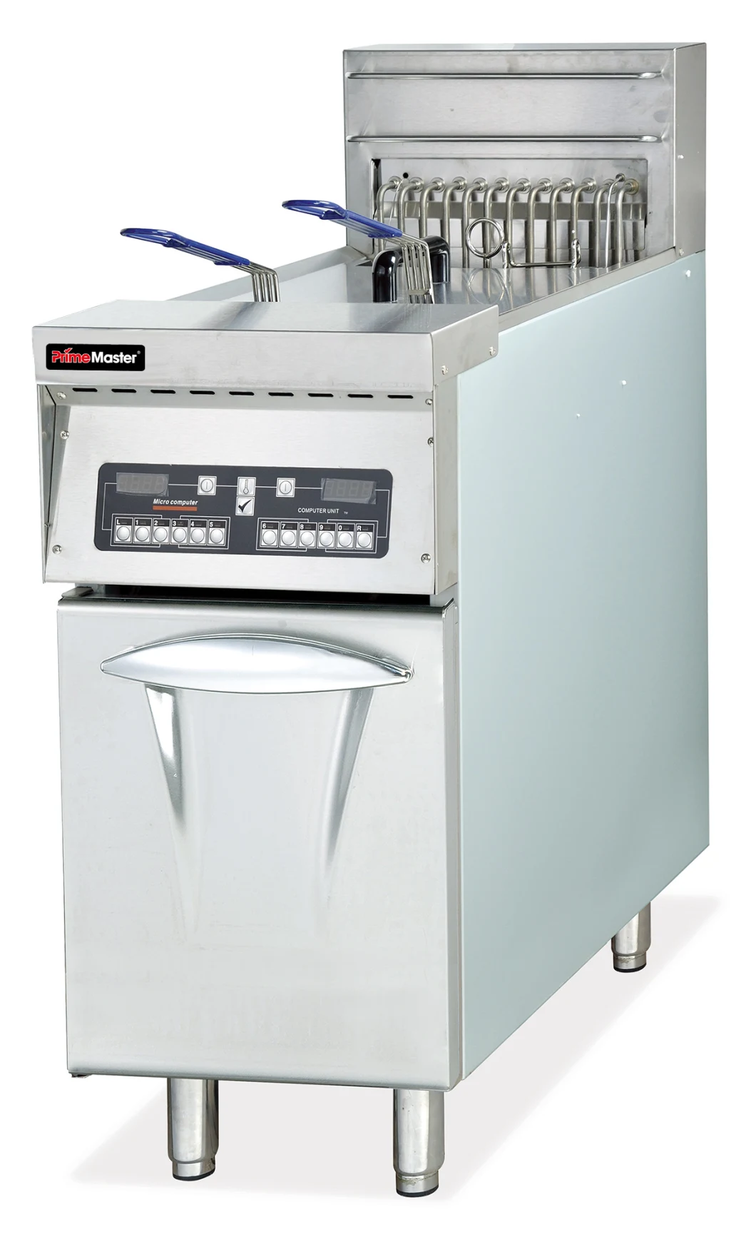 Free Standing Commercial Kitchen Equipment Electric Fryer with Cabinet Fryer for Meat and Food French Fire Computer Digital Control 1tank 2 Basket