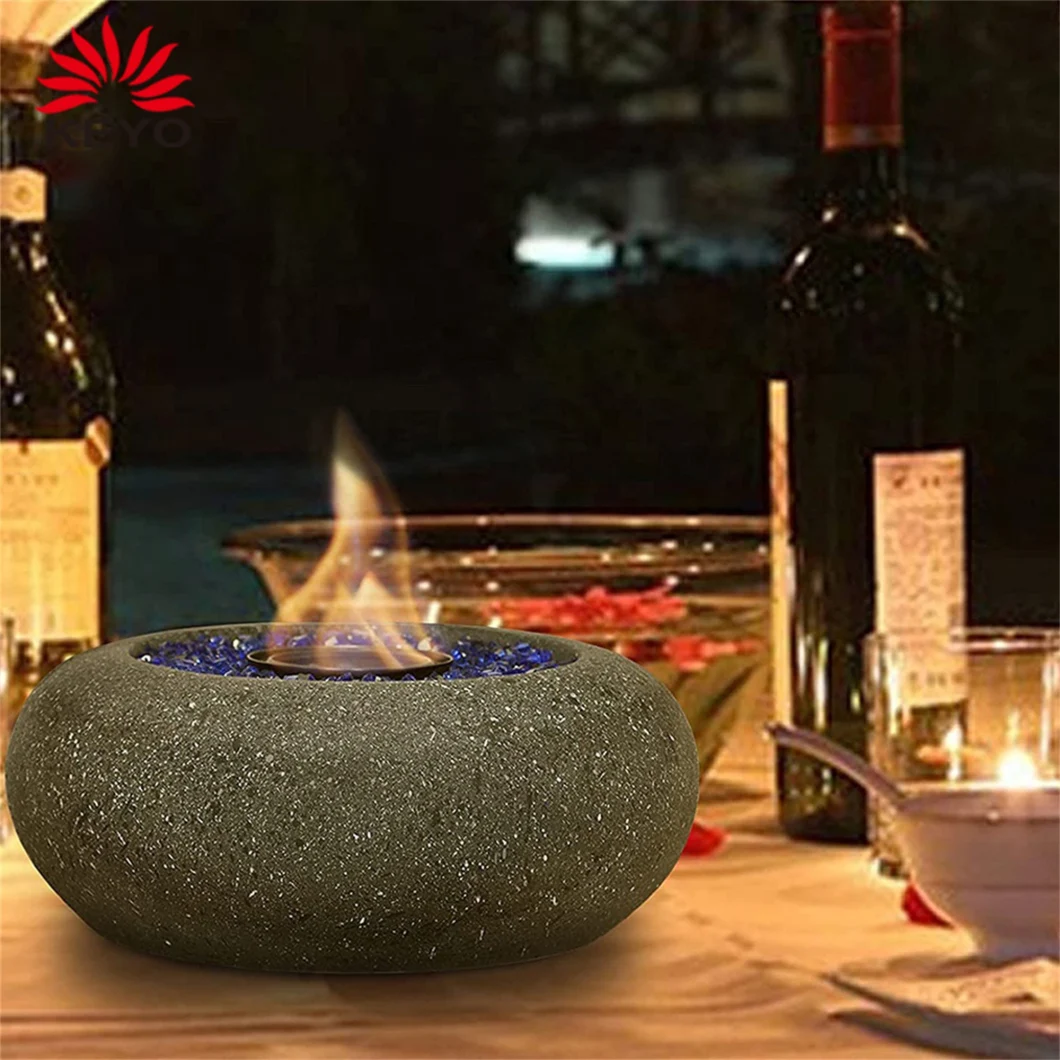 Freestanding Round Tabletop Fire Pit Bio Fireplace Table Indoor Concrete Fireplaces