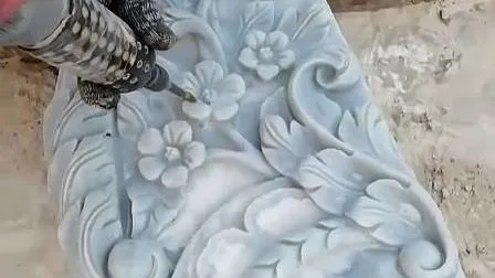 조각된 꽃무늬가 있는 대리석 돌 벽난로 벽난로